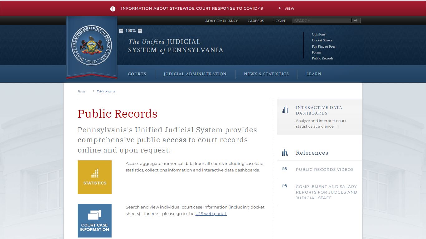 Public Records | Unified Judicial System of Pennsylvania